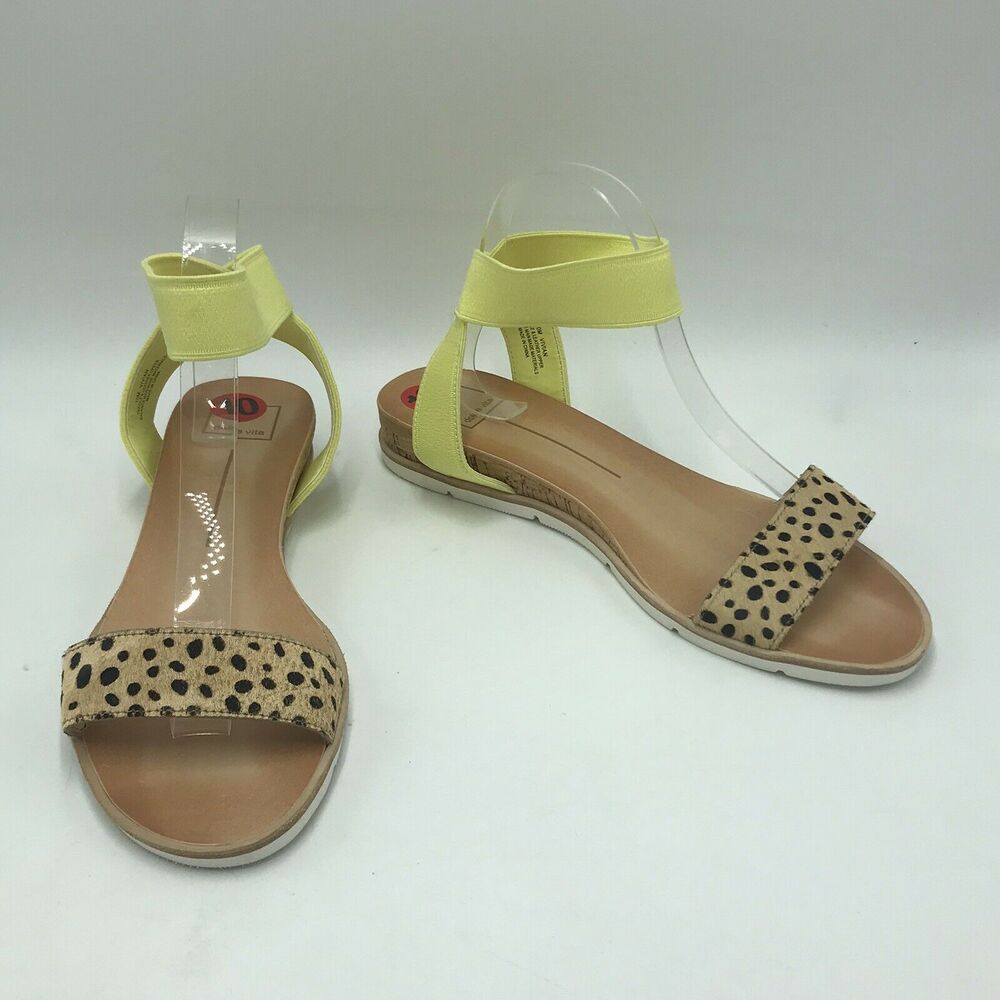 Dolce Vita Women's 10 Sandals Cheetah Yellow Strappy Cow Hair NWOT